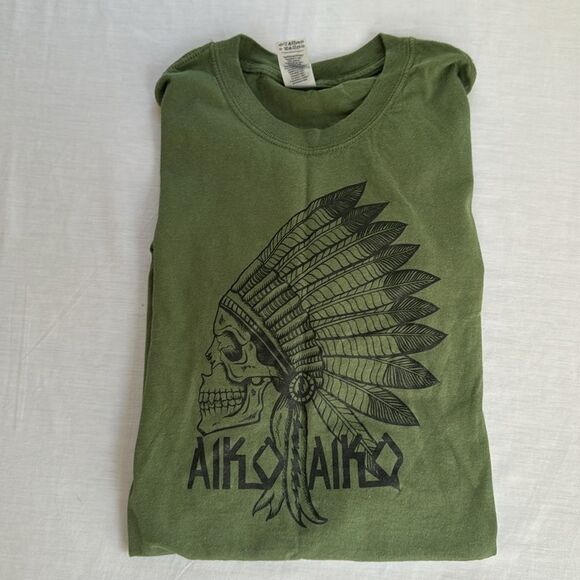 Grateful Dead shirt green Aiko Aiko Indian Headdress skull large - Picture 4 of 4